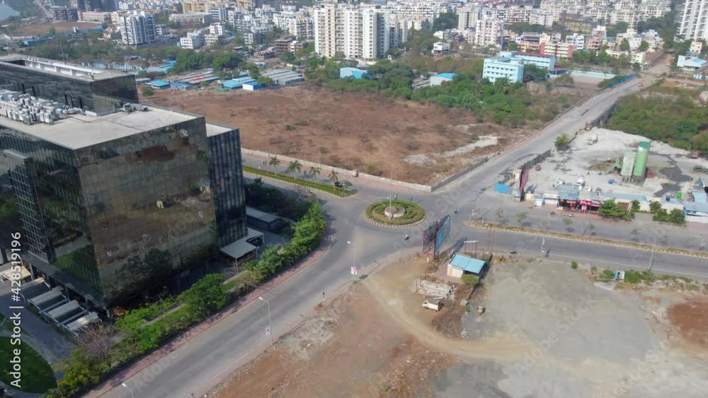 Very less traffic on the road during the lockdown like restrictions due to the second wave of COVID19 at Pune India.