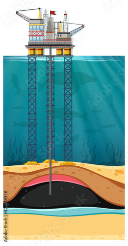 Offshore oil drilling scene
