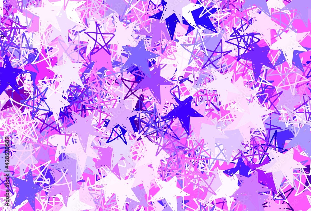 Light Pink, Blue vector background with colored stars.