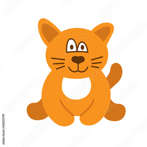 Vector illustration of a funny redhead kitten