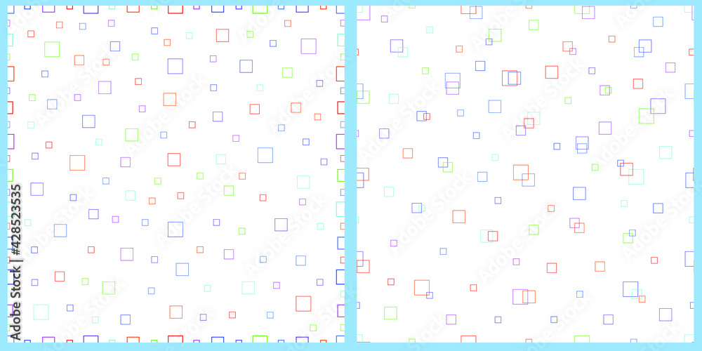 Set of seamless patterns with colored squares. Digital art for flyers, posters, covers, textile printing, wrapping paper, clothing. Set of seamless patterns with colored squares. Digital art for flyers, posters, covers, textile printing, wrapping paper, clothing.