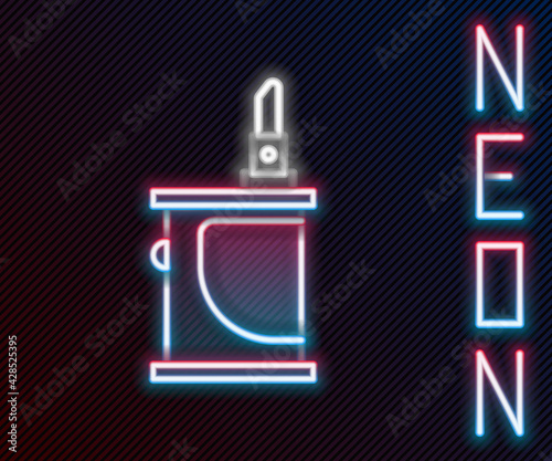 Glowing neon line Electronic cigarette icon isolated on black background. Vape smoking tool. Vaporizer Device. Colorful outline concept. Vector Illustration