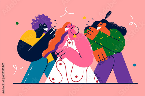 Friendship, mixed race company concept