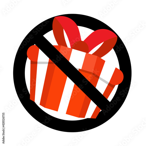 Prohibit sign and no gift and surprise, prohibitory present
