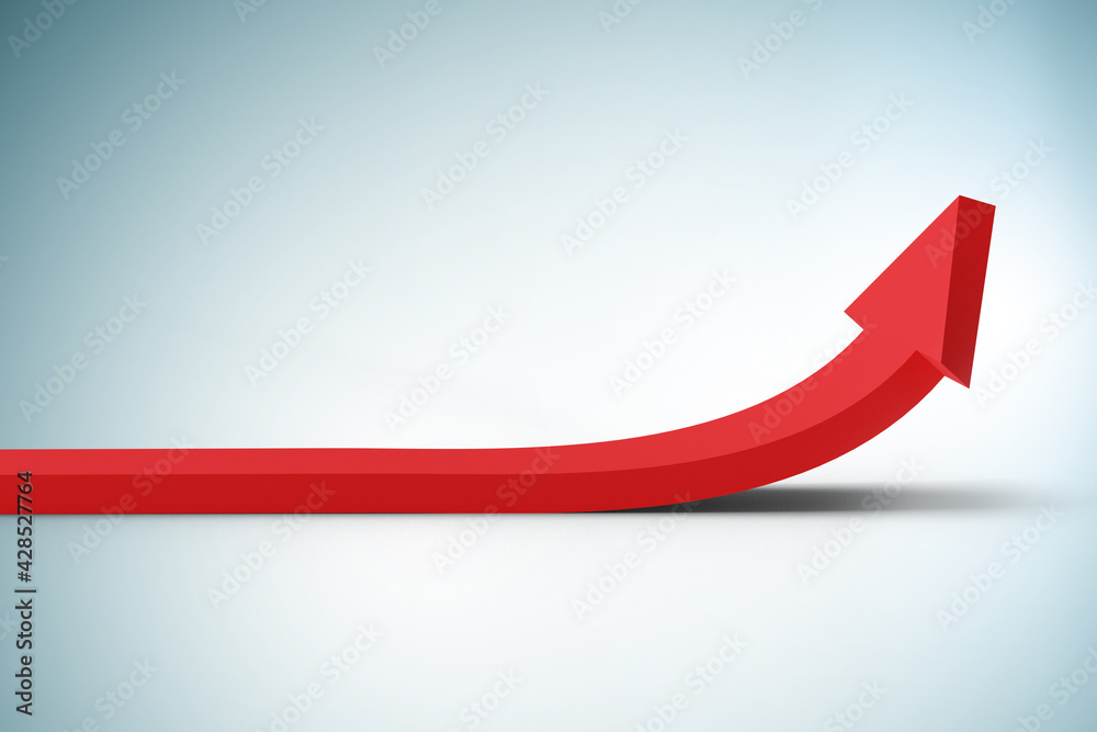 Simple arrow indicating growth - 3d rendering Simple arrow indicating growth - 3d rendering