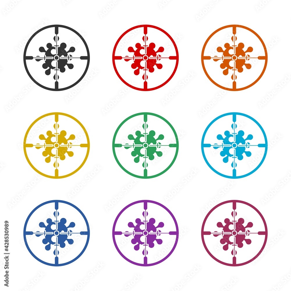 Corona virus target icon isolated on white background color set Corona virus target icon isolated on white background color set