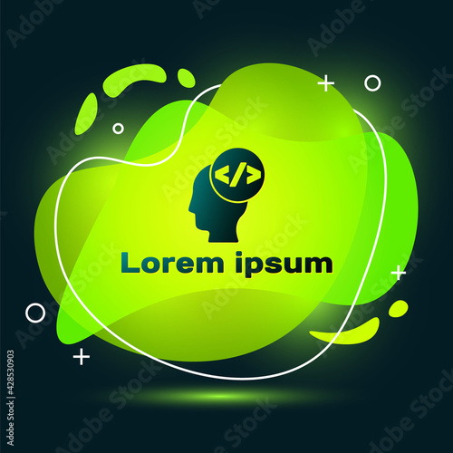 Black Web design and front end development icon isolated on black background. Abstract banner with liquid shapes. Vector