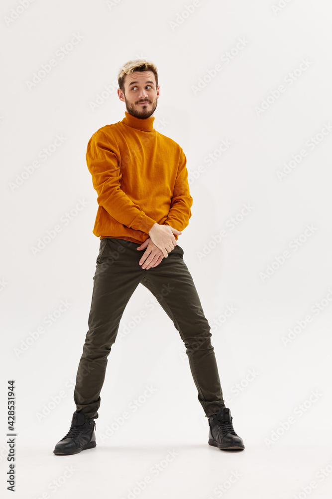 Fototapeta premium man in sweater clothing autumn style isolated background