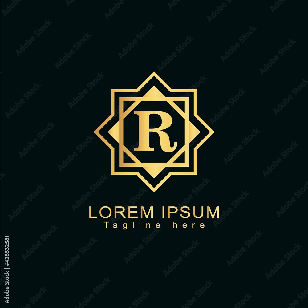 Alphabet capital logo creative design luxury concept with arabic ornament silhouette