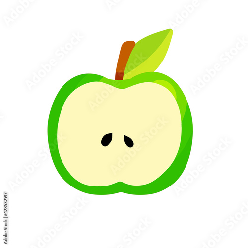 Half apple. Sliced fruit. Ingredient with vitamins. Vegan sweet food