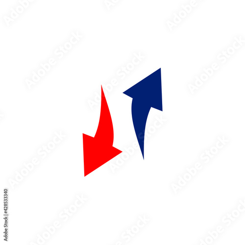 Vector image of two red and blue arrows