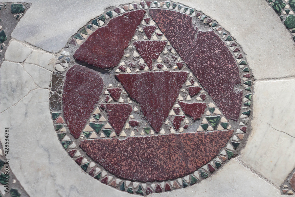 A beautiful Cosmatesque mosaic that extends over the entire surface of the Basilica of San Lorenzo outside the walls (RM) Italy. A beautiful Cosmatesque mosaic that extends over the entire surface of the Basilica of San Lorenzo outside the walls (RM) Italy.