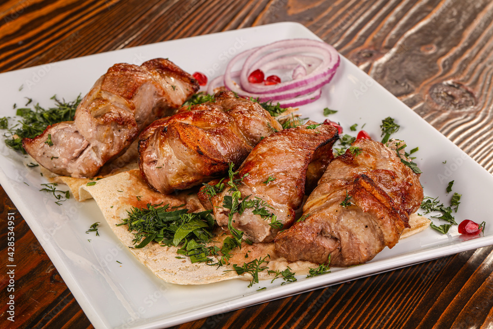 Grilled pork kebab shashlik barbecue Grilled pork kebab shashlik barbecue