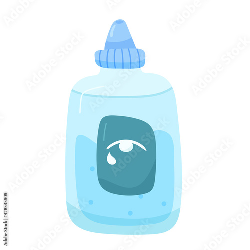 Eye drops. Lens storage fluid. Vector illustration
