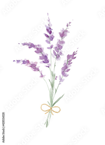 A small bunch of lavender. Delicate bouquet for a postcard or invitation