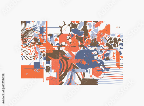 Grunge Revival Pattern Artwork Design Composition