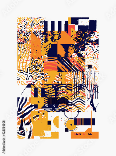 Generative Design Artwork of Abstract Vector Generated Shapes Composition