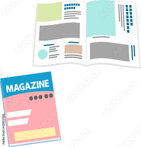 雑誌の表紙と開いた雑誌