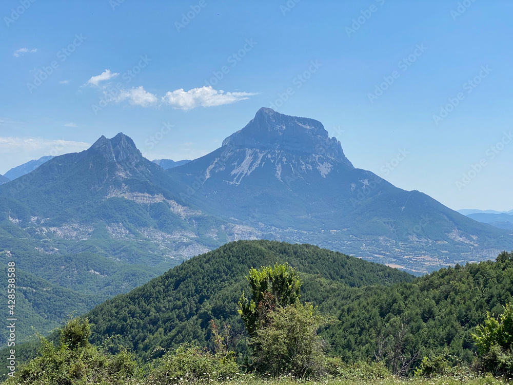 views of mountains with clouds in the Aragonese Pyrenees. Huesca, Spain