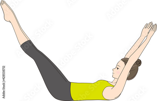 Pilates, pose illustration, Double leg stretch