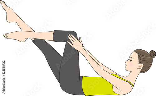 Pilates, pose illustration, single leg stretch