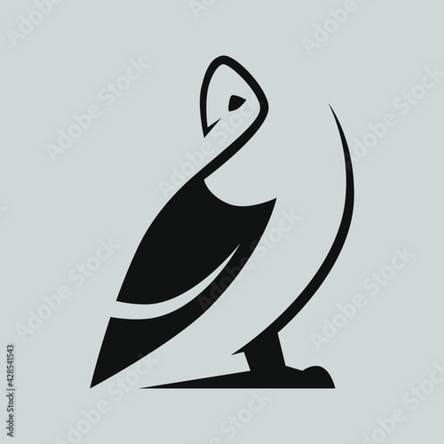 Barn owl symbol on gray backdrop. Design element