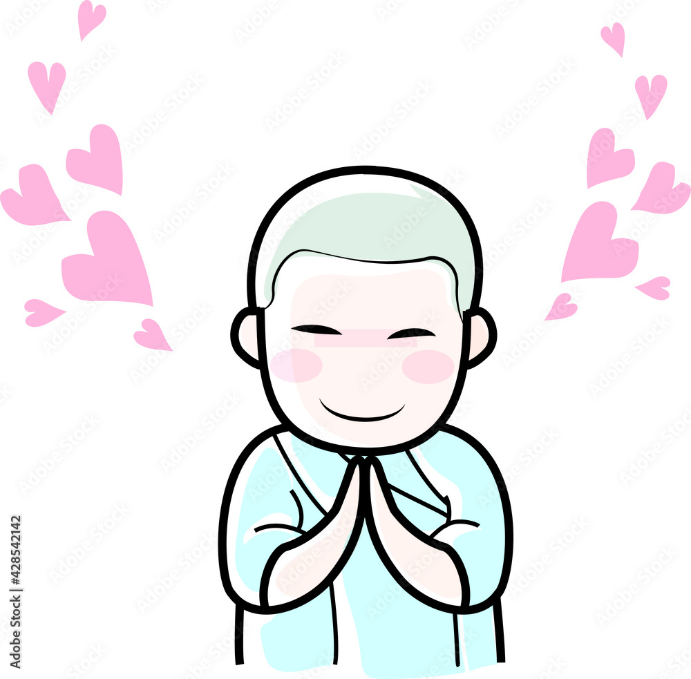monk Pay with respect for peace and love character design monk Pay with respect for peace and love character design