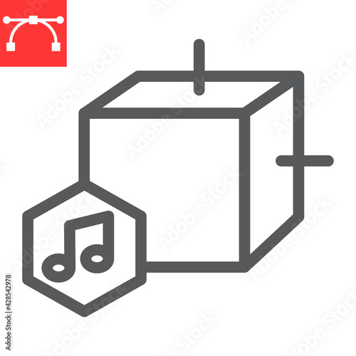 Music NFT line icon, unique token and nft blockchain, non fungible token vector icon, vector graphics, editable stroke outline sign, eps 10.