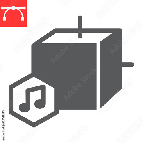 Music NFT glyph icon, unique token and nft blockchain, non fungible token vector icon, vector graphics, editable stroke solid sign, eps 10.