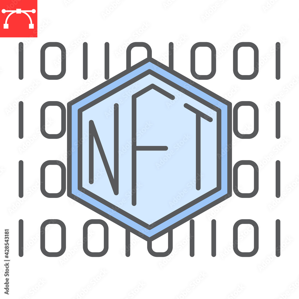 NFT code color line icon, unique token and non fungible token, NFT vector icon, vector graphics, editable stroke filled outline sign, eps 10. NFT code color line icon, unique token and non fungible token, NFT vector icon, vector graphics, editable stroke filled outline sign, eps 10.