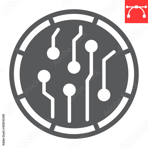 Crypto coin glyph icon, unique token and blockchain, non fungible token vector icon, vector graphics, editable stroke outline sign, eps 10.