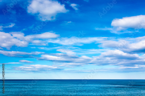 View to the sea and blue cloudy sky