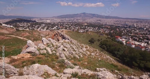 Athens view with Penteli mountain in Greece photo