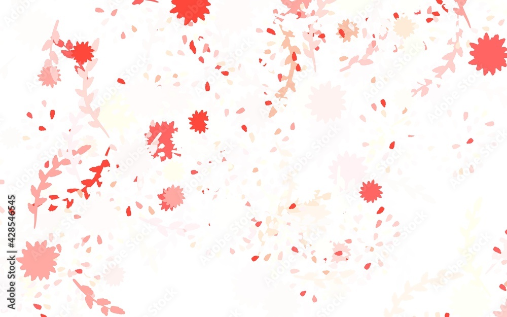 Light Red vector doodle template with flowers Light Red vector doodle template with flowers
