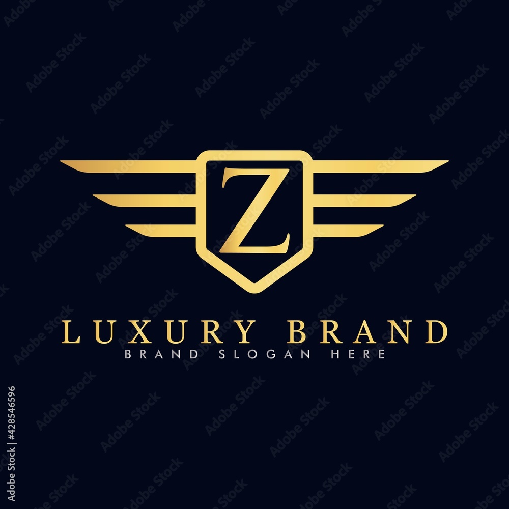 Alphabet capital logo creative design luxury concept with wings ornament silhouette Alphabet capital logo creative design luxury concept with wings ornament silhouette