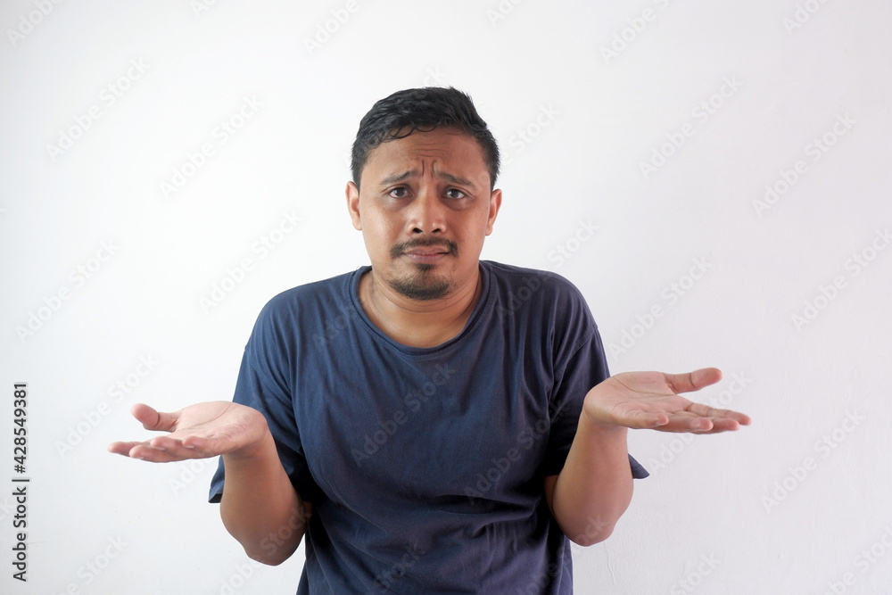 doubt man with hand raised doubt man with hand raised