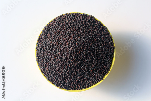 Close up of mustard seeds, Rai or brown mustard seeds