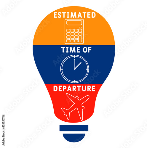 ETD - Estimated Time of Departure acronym. business concept background.  vector illustration concept with keywords and icons. lettering illustration with icons for web banner, flyer, landing pag