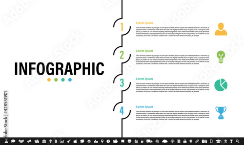 Infographic design business concept vector illustration with 4 steps or options or processes represent work flow or diagram or web button banner