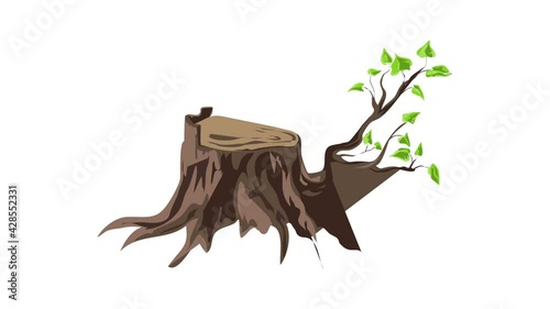 Tree stump with branch icon animation photo