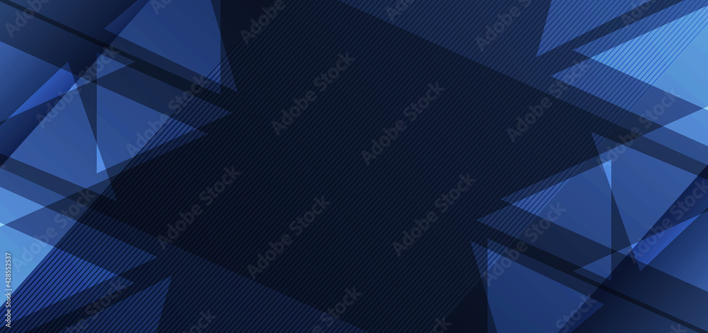 Abstract dark blue gradient diagonal background with triangles shape ...
