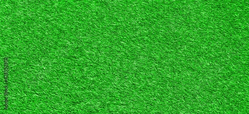 Panorama of New Green Artificial Turf Flooring texture and background seamless