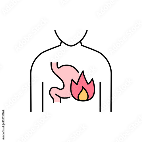 Heartburn olor line icon. Pictogram for web page, mobile app, promo.