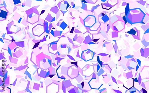 Light Purple, Pink vector pattern with colorful hexagons.