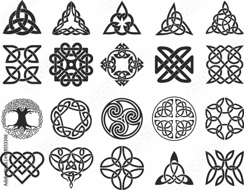 Vector set of celtic symbols and signs. For tattoo, sandblasting, plotter and laser cutting