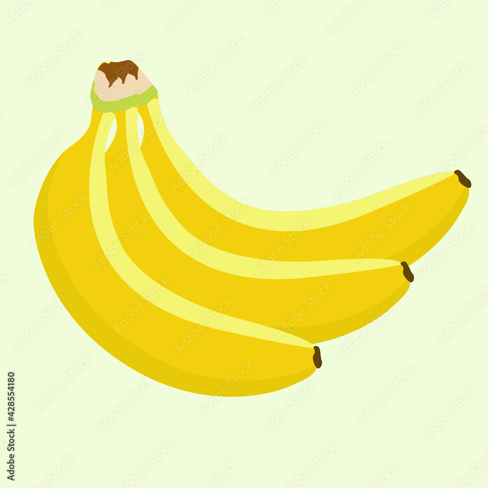 vector illustration of yellow bananas isolated on white background