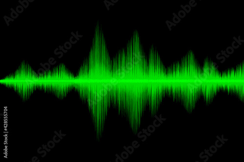 Green Soundwave Background.Music, Technology, Science, Digital Concept