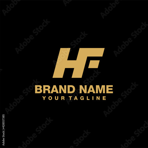 Luxurious HF letter logo design template for company