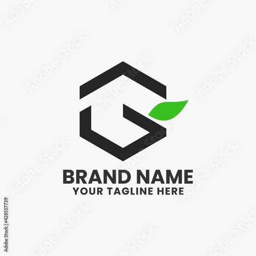Abstract G letter ecology logo design, sign, logotype, typography