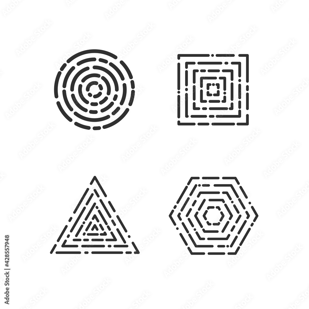Set of geometric outline shape icon vector, abstract monoline shape. Set of geometric outline shape icon vector, abstract monoline shape.